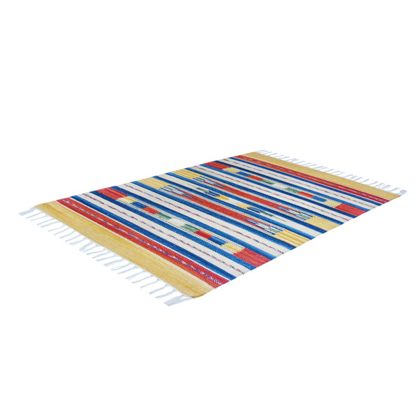 Bakero Handmade Kilim Cotton Red/Yellow/Blue Rug Wayfair.co.uk